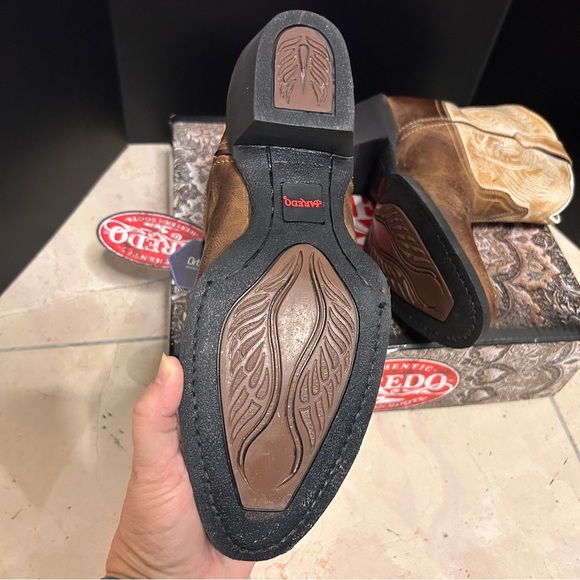 Laredo Tori 8" Women's 10M Leather Cowboy Boots BrownTan Ortholite Western - Picture 9 of 13